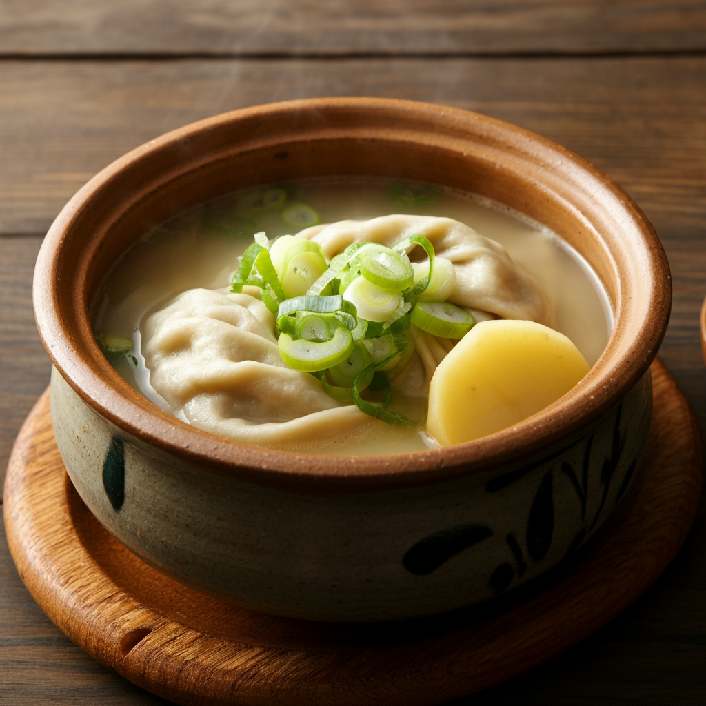수제비 (Sujebi) - Hand-Pulled Dough Soup