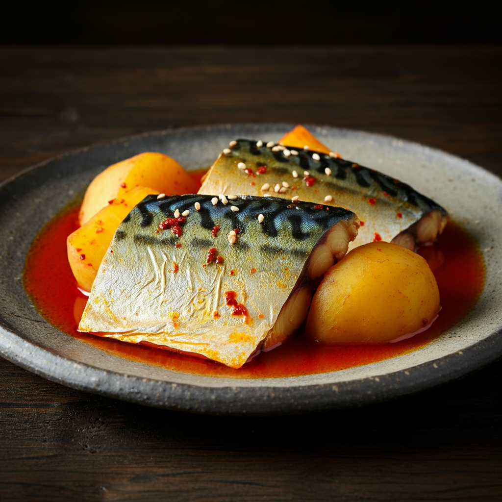 고등어조림 (Godeungeo Jorim) - Braised Spicy Mackerel Stew